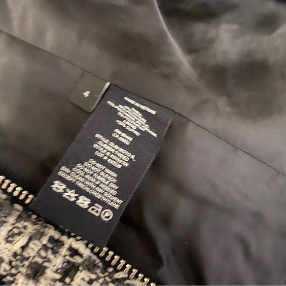 Theory tweed plaid side zip black white jacket chic preppy collared Size 4 - Picture 5 of 8